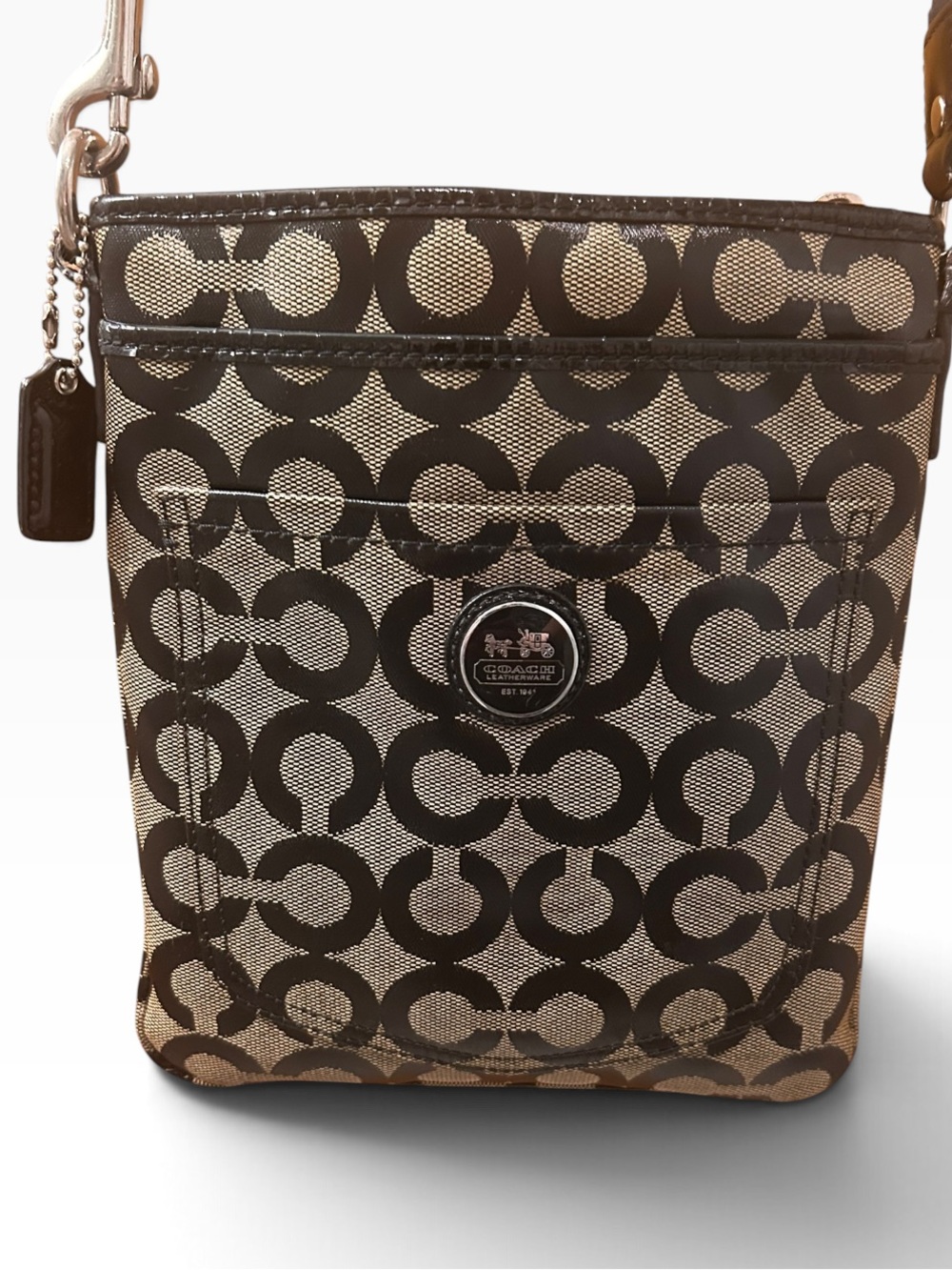 Coach Signature Crossbody with Iconic Black C Pattern- EUC